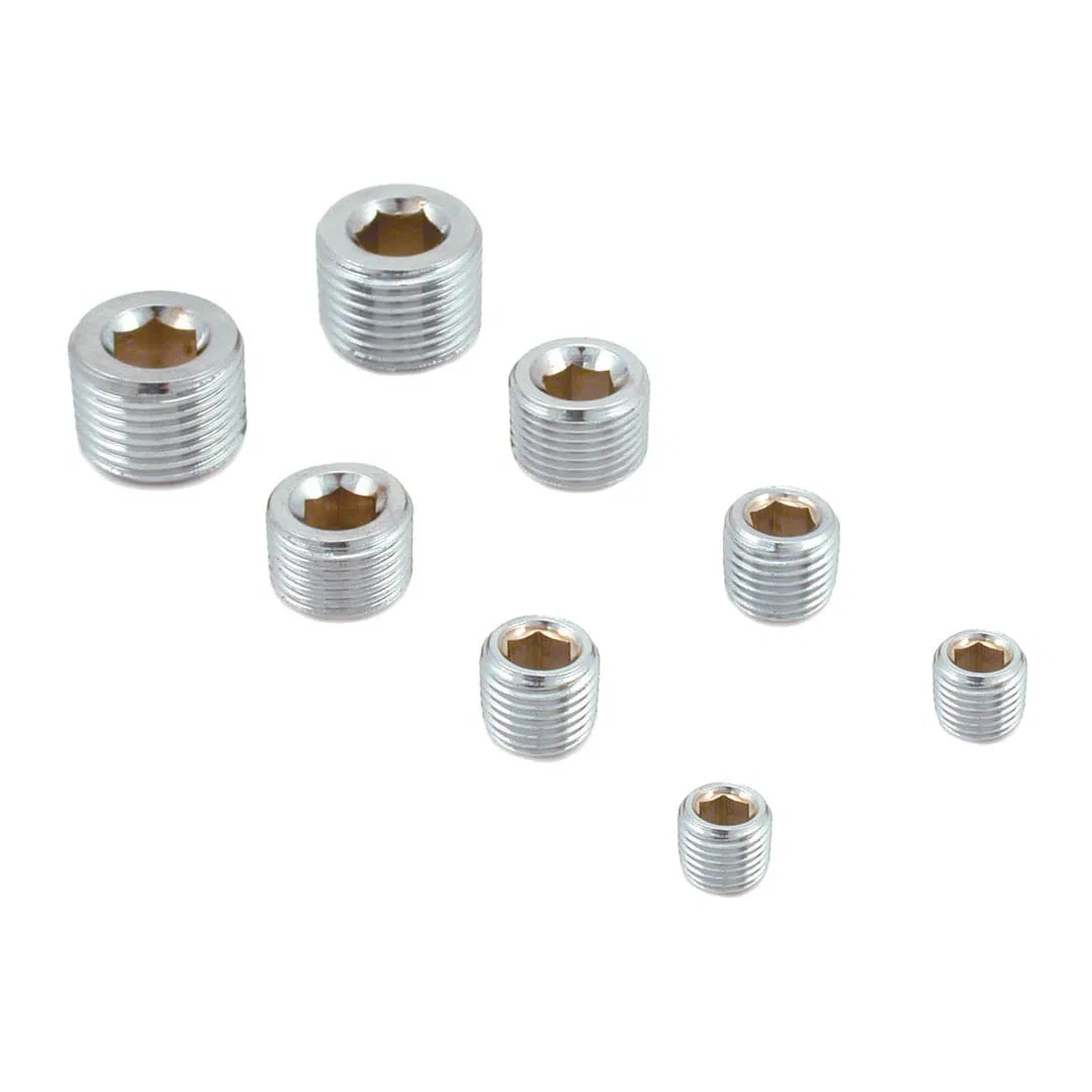 60183 – SPECTRE Pipe Plug Fitting, 1/8 Inch NPT/ 1/4 Inch NPT/ 3/8 Inch NPT/ 1/2 Inch NPT Chrome 2 of Each Size/ 8 To...